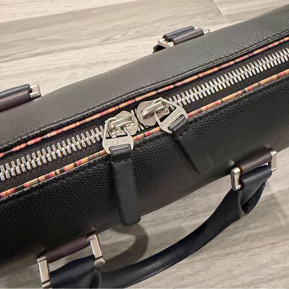 Paul Smith Black Pebbled Leather Slim Folio Briefcase Laptop Bag